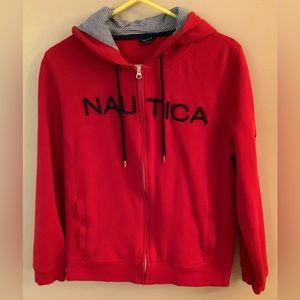 Nautica hooded red fleece full zippered sweatshirt/jacket. XXXL